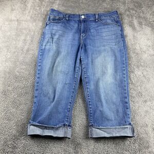 Levis‎ 515 Capri Jeans Women 14 Blue Medium Wash Denim Cuffed Mid Rise